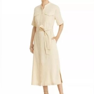 Rag & Bone Selma Linen Blend Shirt Dress Belted Midi Size L